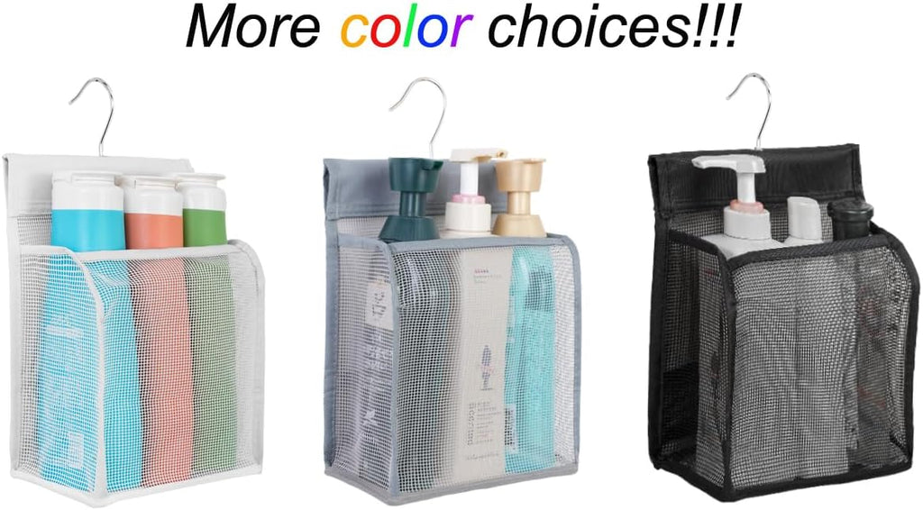 ALYER Hanging Mesh Shower Caddy Organizer Bathroom Storage Bag with Hooks for Camper, Gym, Cruise, Cabin, College Dorm Shower, Swimming and RV,Black