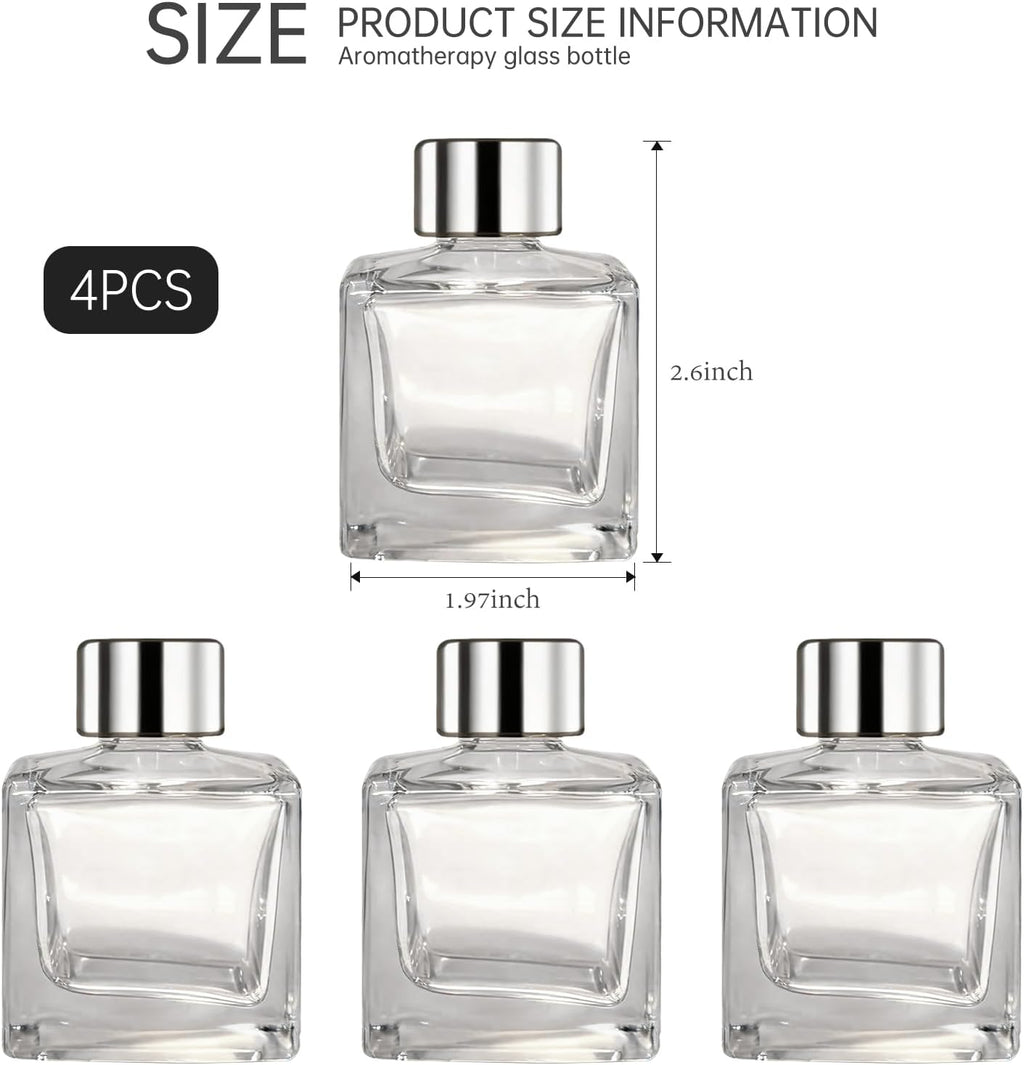 50ml Fragrance Glass Reed Diffuser Bottles Set of 4 Jars