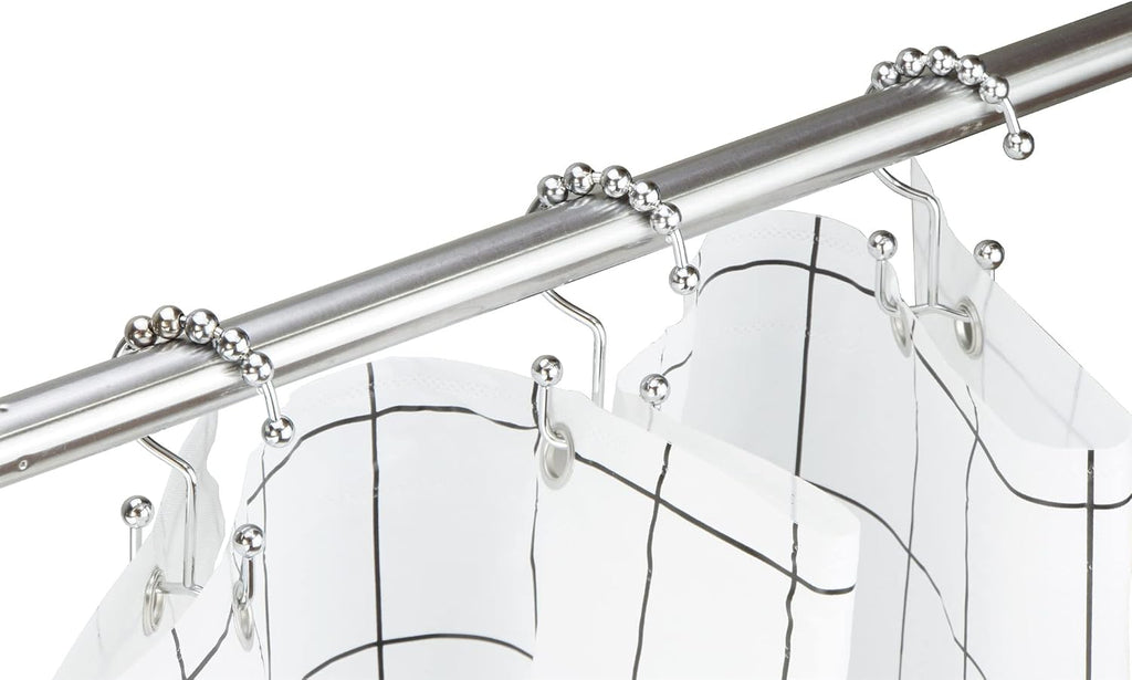 Shower Curtain Hook yyangz 12PCS Chrome Color Stainless Steel Shower Curtain Rings, Metal Double Glide Rollers Shower Hooks for Bathroom Shower Curtain Rods,Double Shower Hook