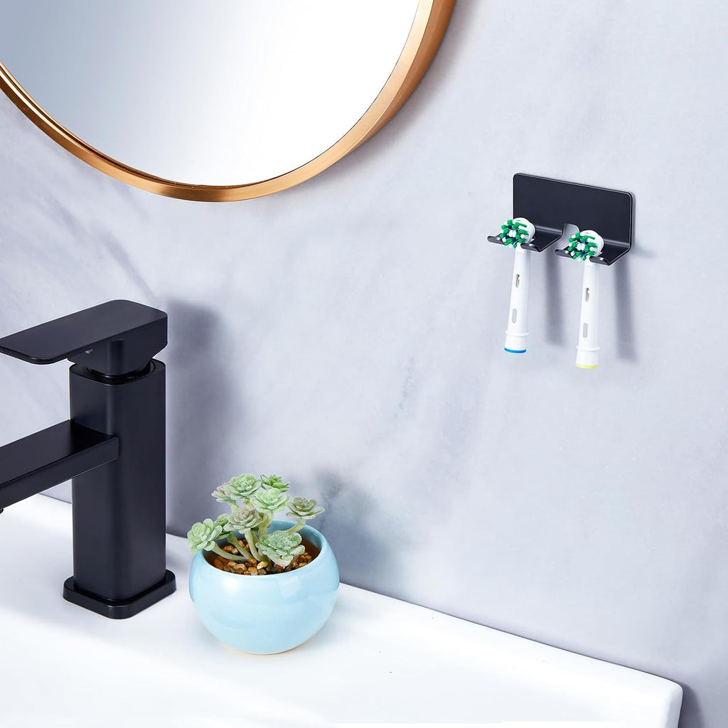 Electric Toothbrush Head Holder, Toothbrush Holders Wall Mounted, Electric Toothbrushs Holder, Bathroom Shower Tooth Brushing Holder, Tooth Brush Head Holder Organiser (Black, Small)