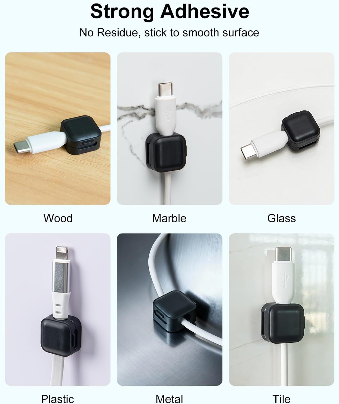 Art3d 8-Pack Black Magnetic Cable Clips, Cord Organizer, Cable Management