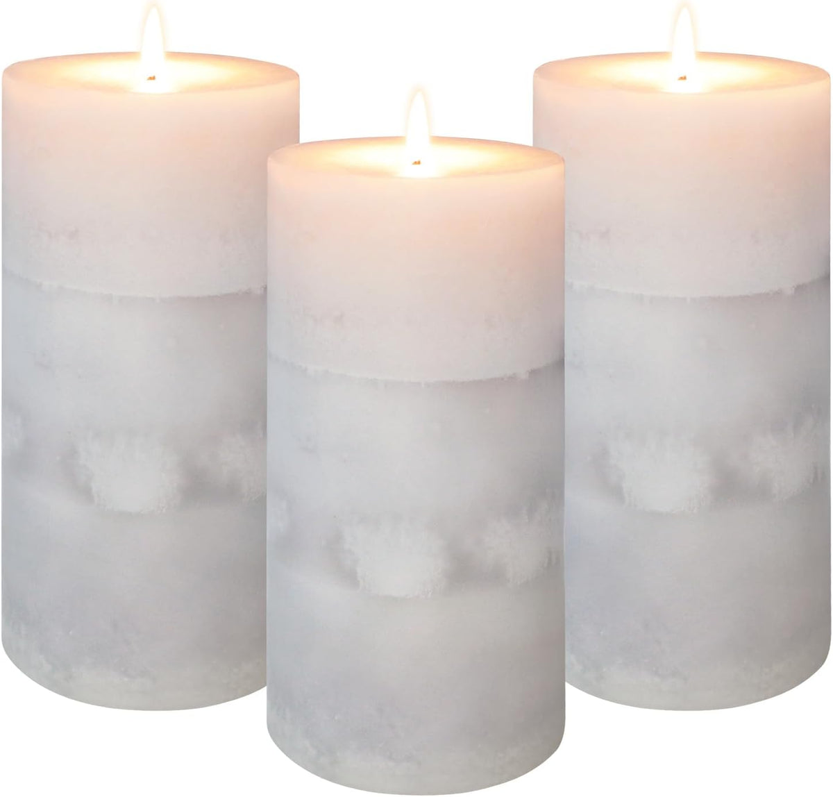 3x6 inch Pillar Candles Cozy Cotton Scented Set of 3 Gray White Layered Mottled Aromatherapy Candles for Weddings Home Wall Shelf Decorations Yoga Spa Dinner Table