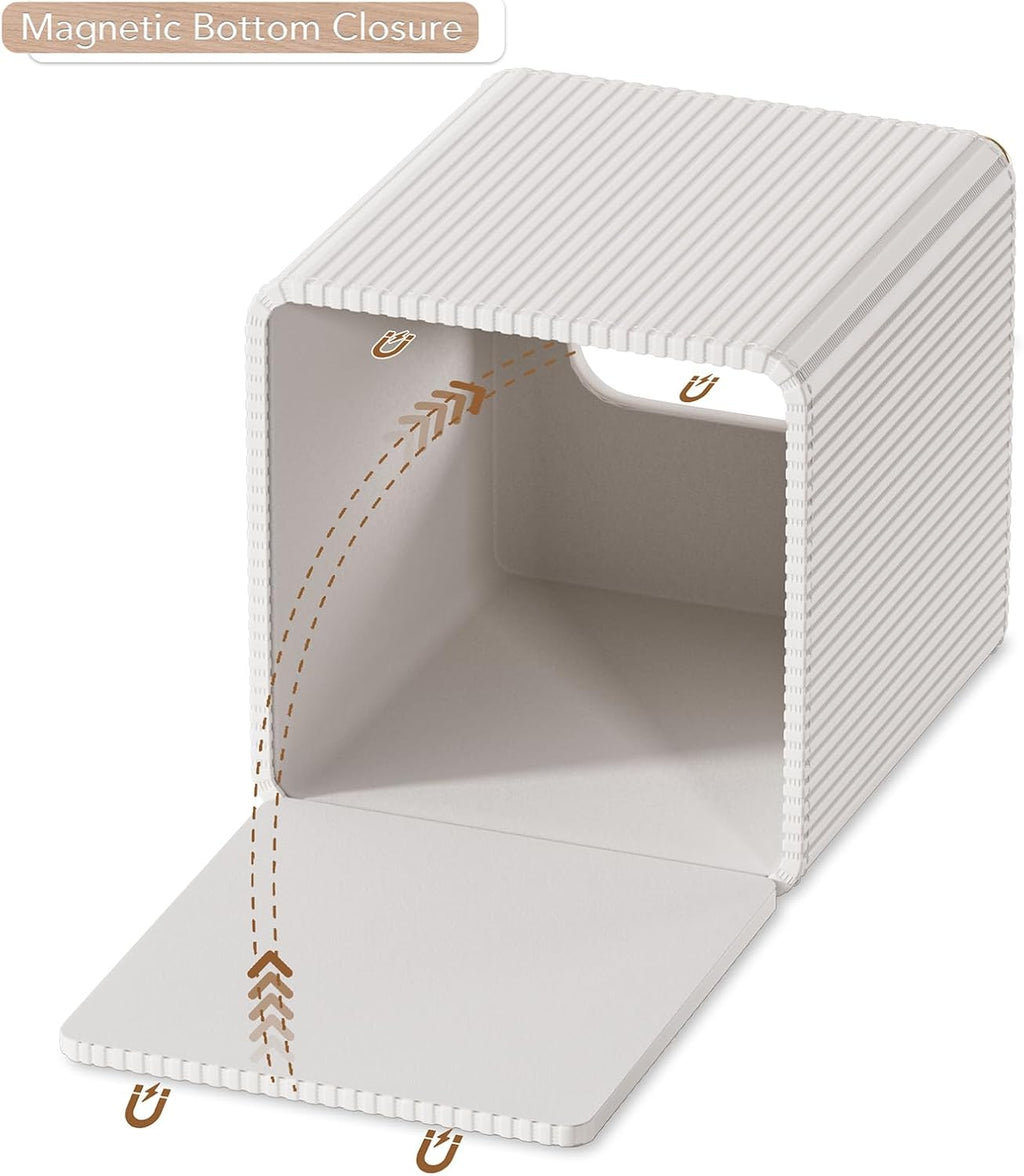GORESE Tissue Box Cover Square Kleenexs Box Cover, PU Leather Tissue Cover with Gold-Tone Edging, Cube Tissue Box Holder for Bathroom Livingroom Car, Modern Decorative Kleenexs Cover, Cream White