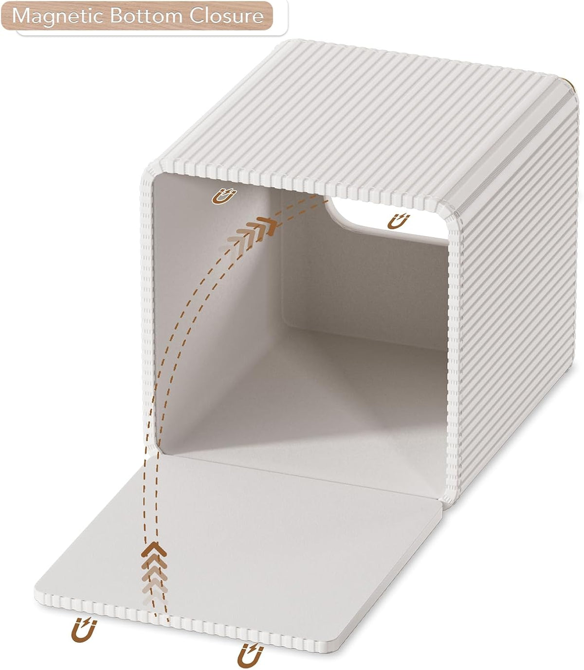 GORESE Tissue Box Cover Square Kleenexs Box Cover, PU Leather Tissue Cover with Gold-Tone Edging, Cube Tissue Box Holder for Bathroom Livingroom Car, Modern Decorative Kleenexs Cover, Cream White