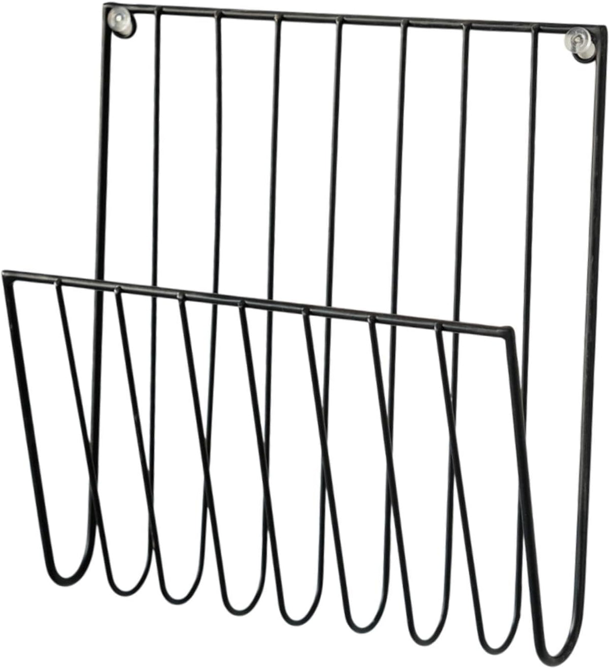 Black Wall Mounted Magazine Rack and File Holder, Iron Mail Organizer for Home Office and Study Room
