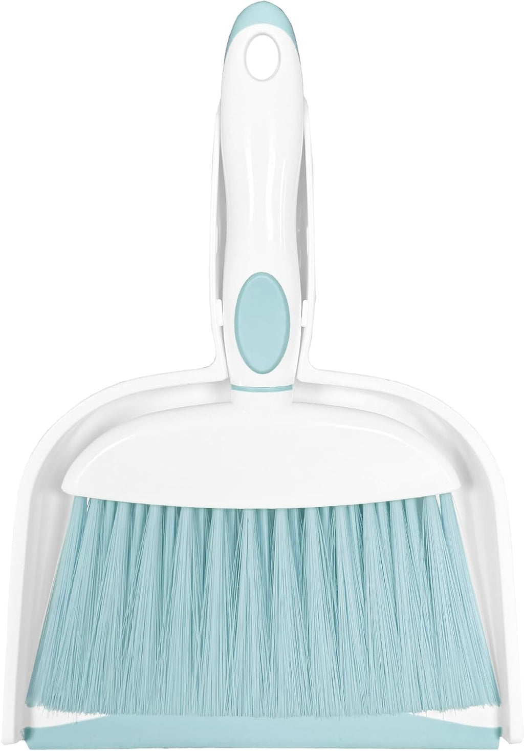 Mini Broom and Dustpan Set Small Broom with Dustpan Combo Set Portable Cleaning Tools for Home Office RV Learning Camping (White+Blue)