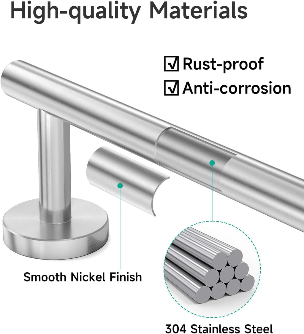 USHOWER 8PCS Brushed Nickel Bathroom Hardware Set, 24-Inch Towel Bar Set