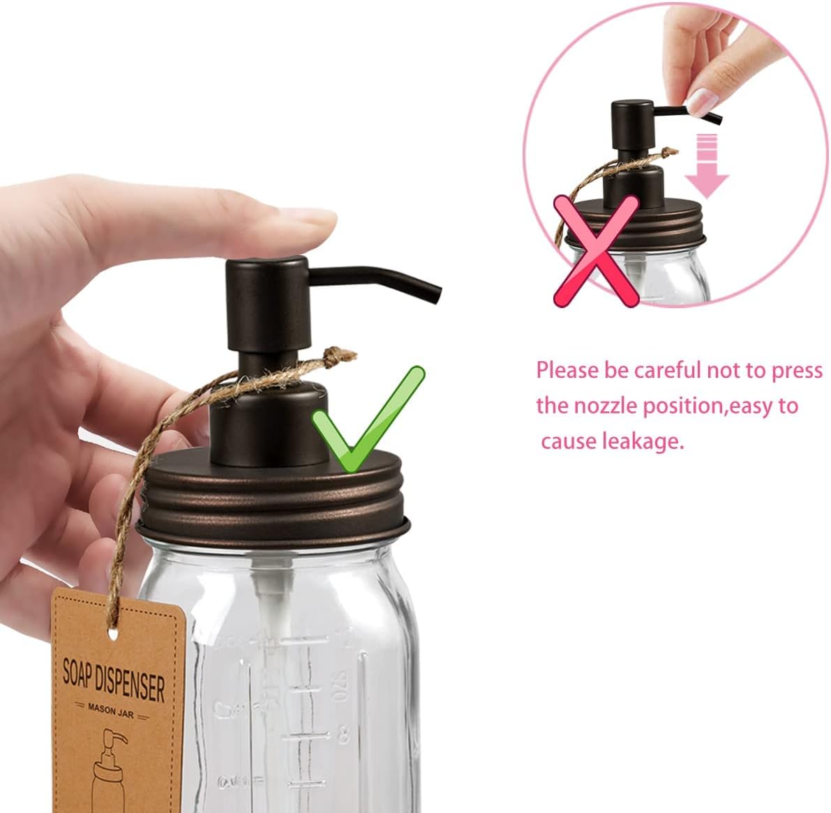 Amolliar Mason Jar Liquid Soap Dispenser, Lotion Dispenser(Bronze 4 Pack)