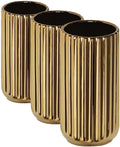 7 Inch Gold Ceramic Vase - Flower Vase for Table Centerpieces - Modern Home Decor - Gifts for Friends and Family, Christmas, Wedding, Baby Shower (Pack of 3)