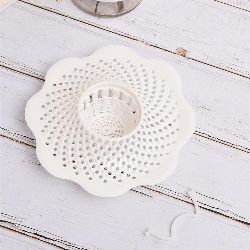 Tub Protector Hair Cather and Strainer, Hair Drain Clog Prevention Drain Snake, Snare and Auger, White