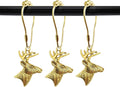 Set of 12 Deer Shower Curtain Hooks Rings Rustic Cabin Bath Christmas Theme Decoration Reindeer Antlers Stag Woodland Stainless Steel Rustproof (Gold)