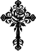 LIYOUYA Metal Rose Cross Wall Decor - Modern Room Decor Black Cross Wall Art Home Decor for Living Room, Bedroom, Dining Room, Porch (Black)