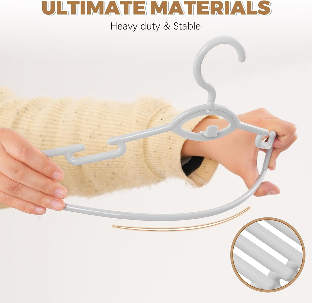 Heavy Duty Plastic Hangers 50 Pack, Stackable Space Saving, Grey