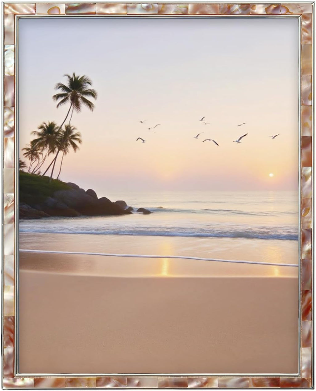 8x10 Mother of Pearl Shell Metal Picture Frame Colorful 1Pc