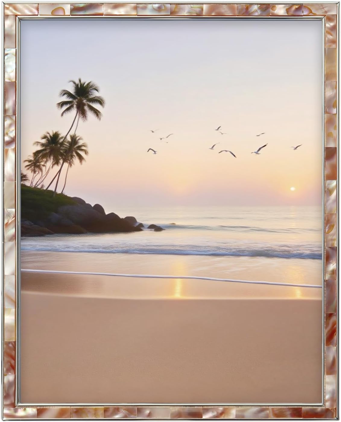 8x10 Mother of Pearl Shell Metal Picture Frame Colorful 1Pc
