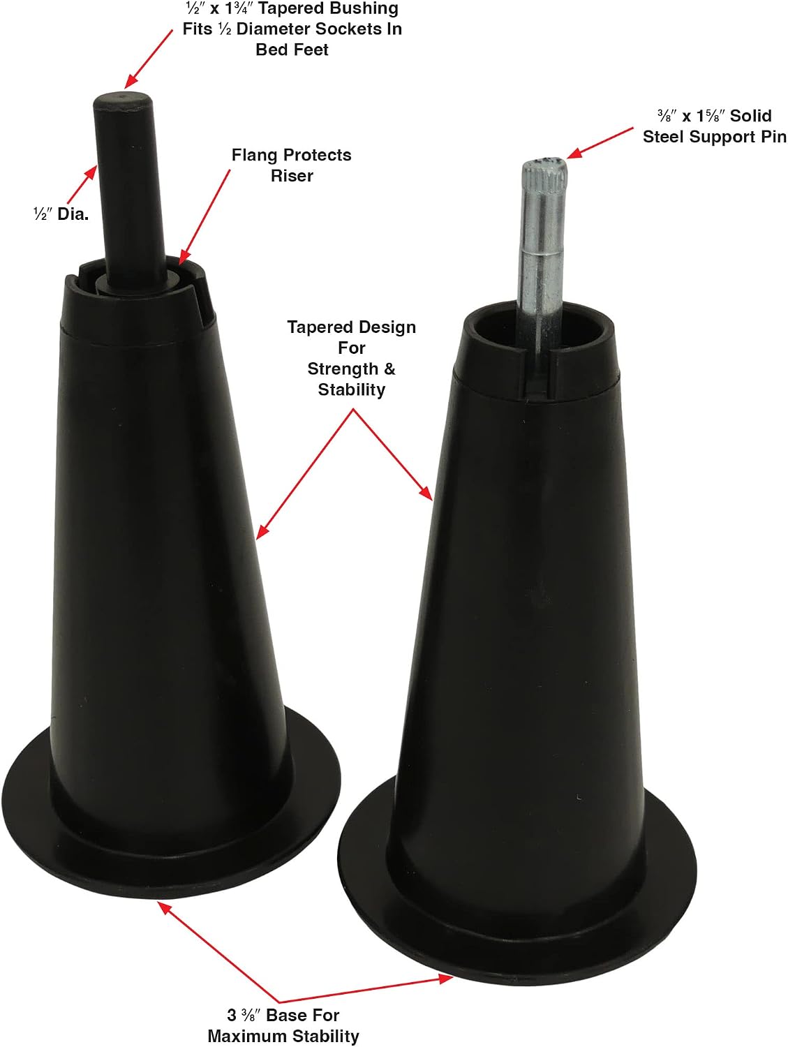 Tech Team 5 Inch Bed Risers for Metal Frames, Heavy Duty Bed Lifts, 6 Pack