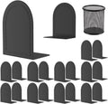 10 Pair Bookends Metal Book Ends Universal Economy Bookends (Black, 10 Pair)