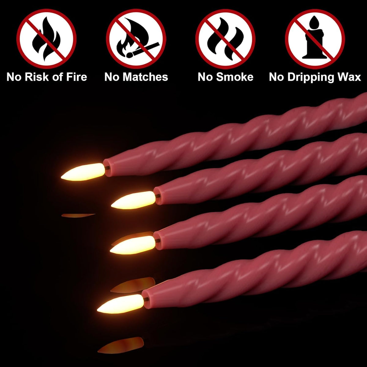 Eldnacele Red Flameless Taper Candles Battery Operated with Remote Timer