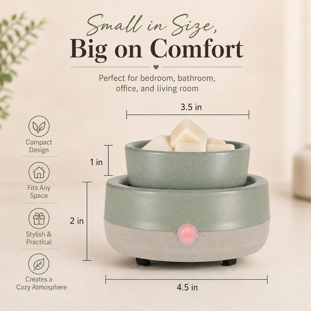 Candle Wax Melt Warmer with Timer Ceramic Electric Wax Melt 4-in-1 Oil Burner Adjusting Temperature Fits Yankee Large Jar Scented Candle for Home Decor Birthday Gifts for Women Mom Grandma Girls Green