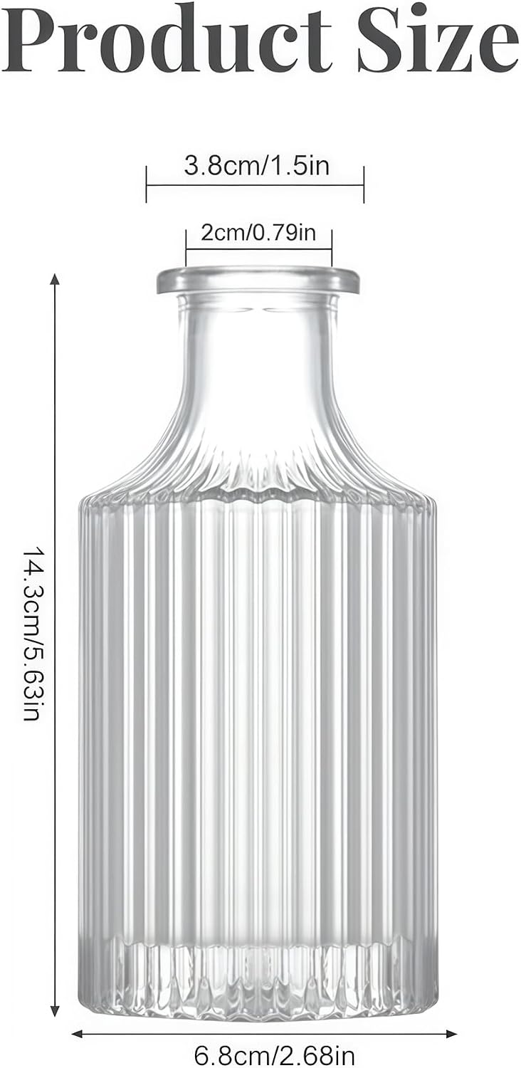 Glass Diffuser Bottles 6.6 High 250ml 8.5 Fl Oz Round Aroma Bottles Diffusers Vase Fragrance Accessories Use for DIY Replacement Reed Diffuser Sets Craft Projects Wedding Party