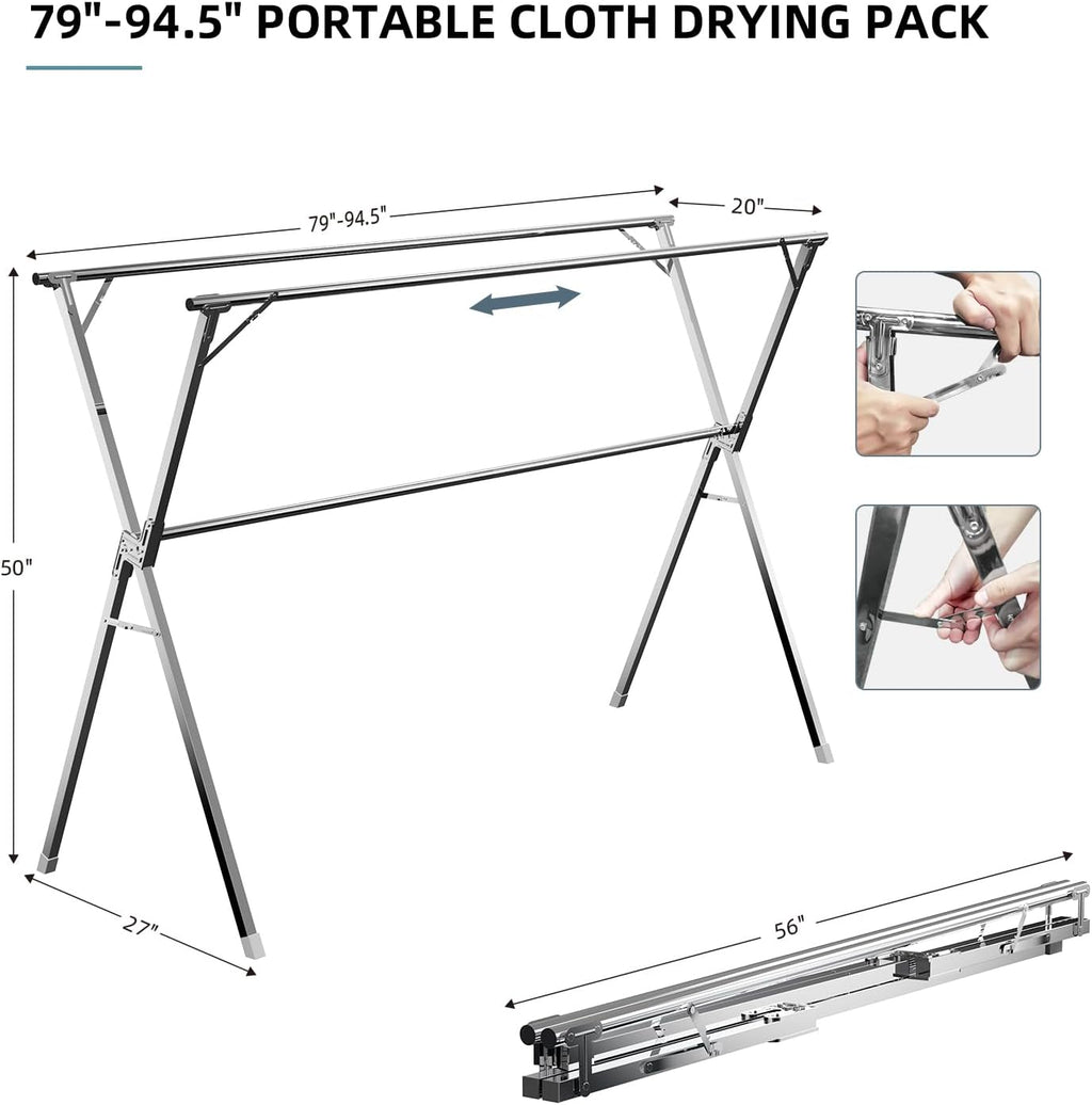 79" Clothes Drying Rack,Laundry Drying Rack Clothing for Indoor Outdoor