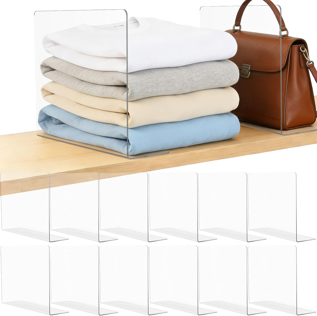 Clear Acrylic Shelf Dividers Closet Organizers for Organization Enthusiasts