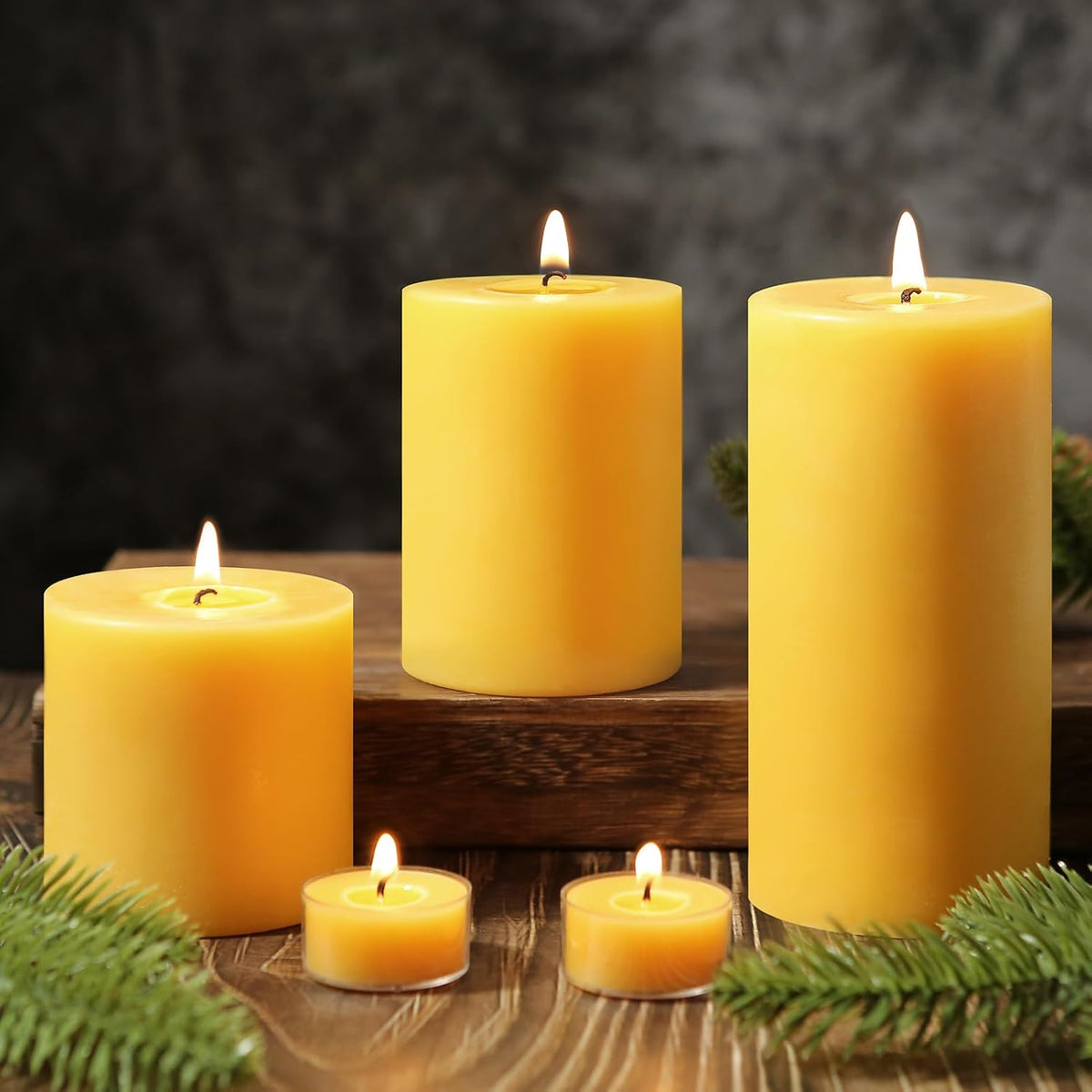 Pure Beeswax Candles,3 Pack Unscented Pillar Candles,213 Hours Long Burning Clean Burning, Smokeless Dripless Bees Wax Candle for Home,Prayer,Emergency,Dinner Table (3x3,3x4,3x6in)