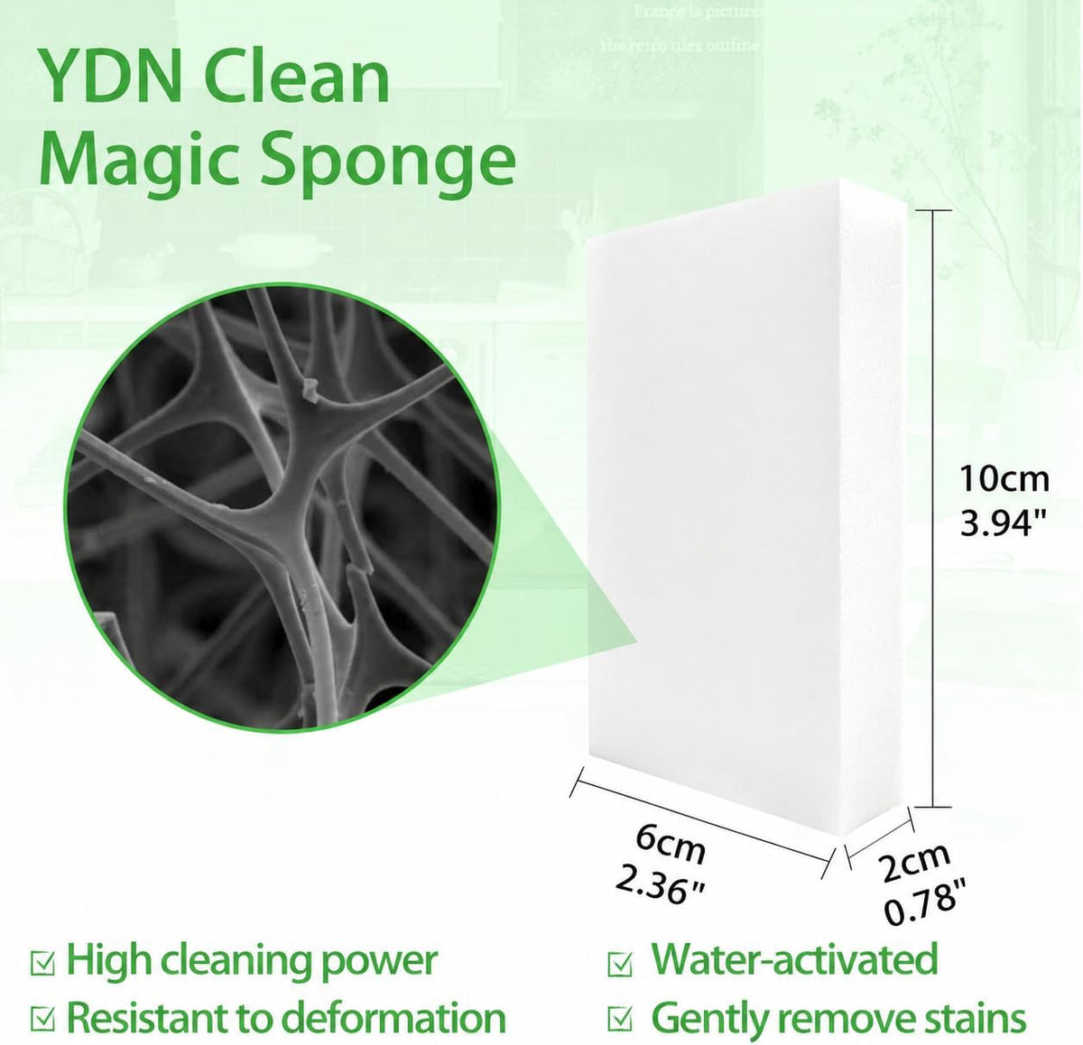 Magic Sponge Melamine Cleaning Eraser, Water-Activated Foam in Bulk (100)