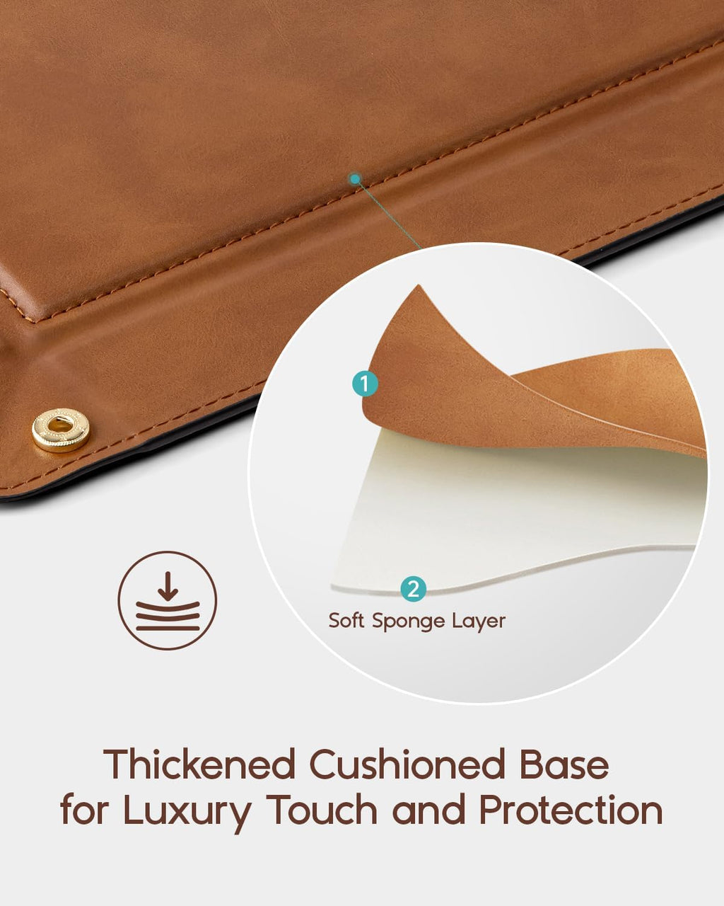 VLANDO Travel Valet Tray, Foldable PU Leather Catchall Tray, Light Brown