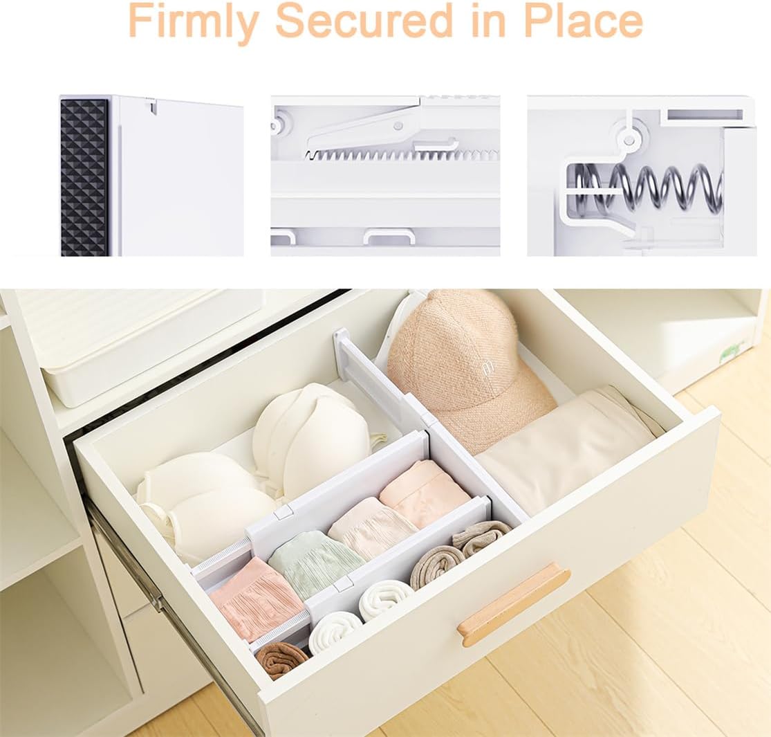 NUOOO Drawer Dividers Dresser Drawer Organizer 3 Pack Adjustable Kitchen Drawers Divider Plastic Separators for Clothes Desk Office Storage