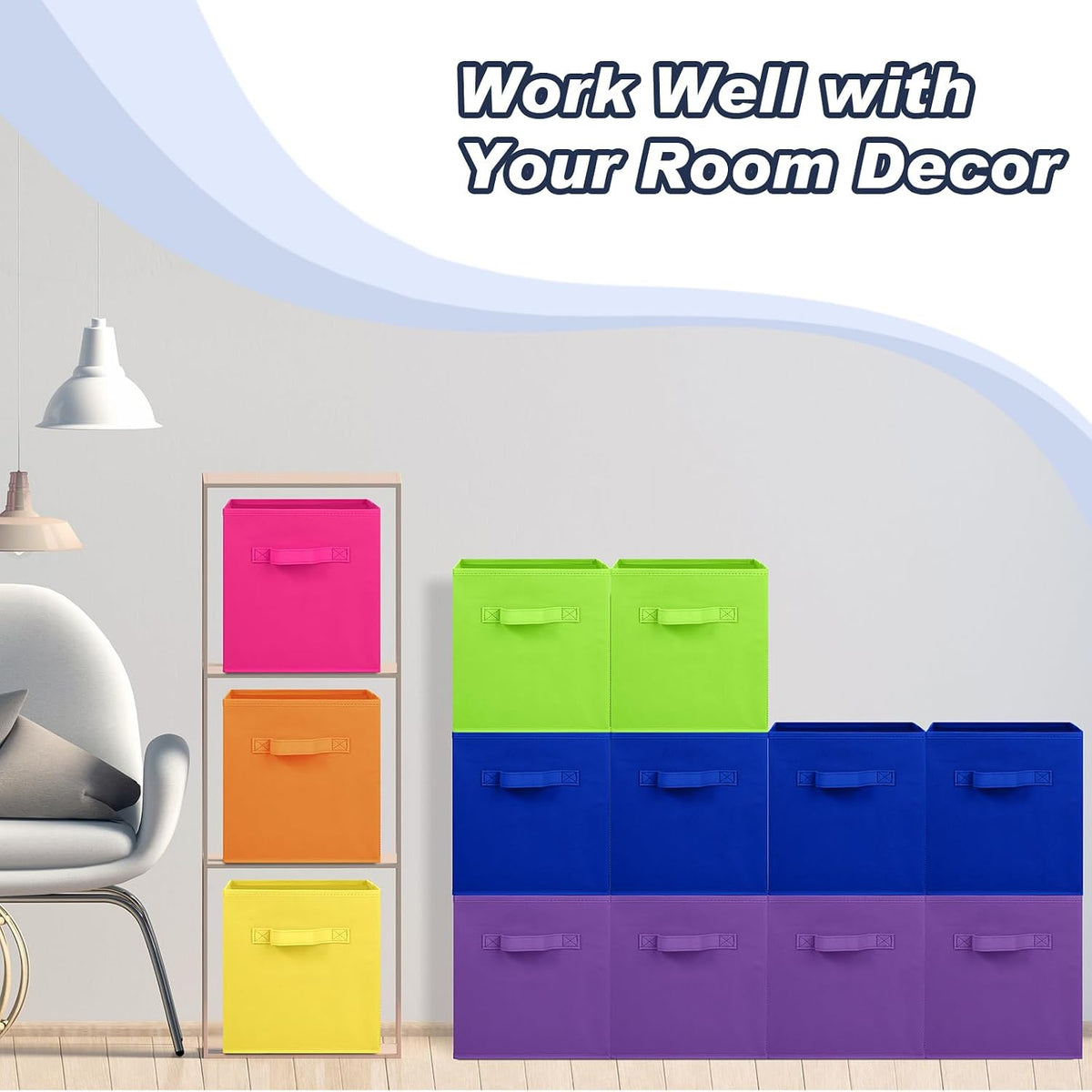 Hillban 24 Pcs Storage Cubes 11'' Collapsible Storage Bins Bulk, Multicolor