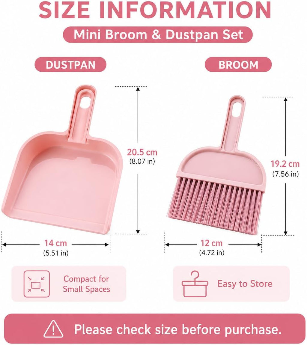Mini Broom and Dustpan Set, Compact Cleaning Kit for Home Car Camping Small Spaces Pet Cleanup and Travel