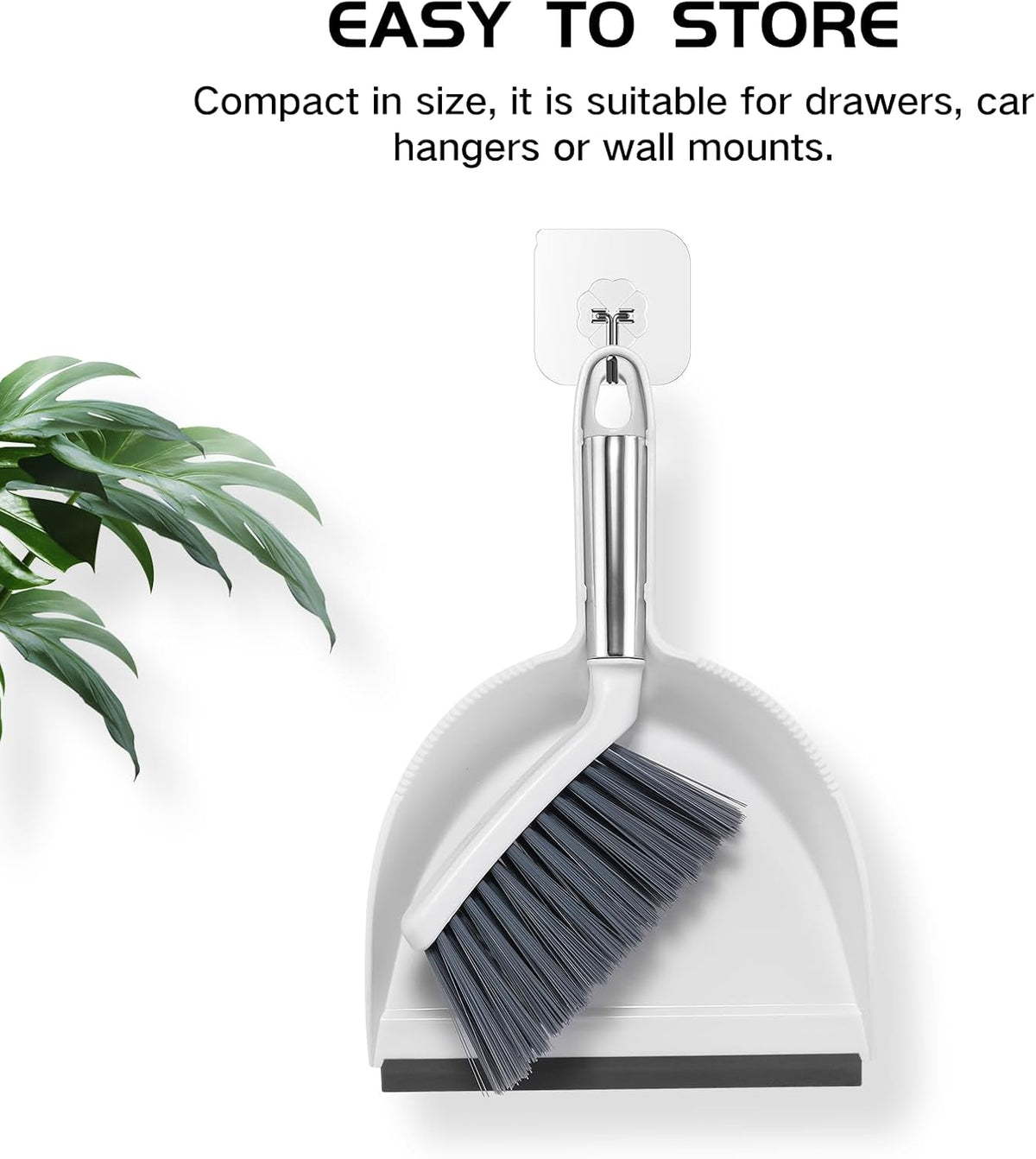NACENA Mini Broom and Dustpan Set, Small Dust Pan and Brush Set, White&Gray