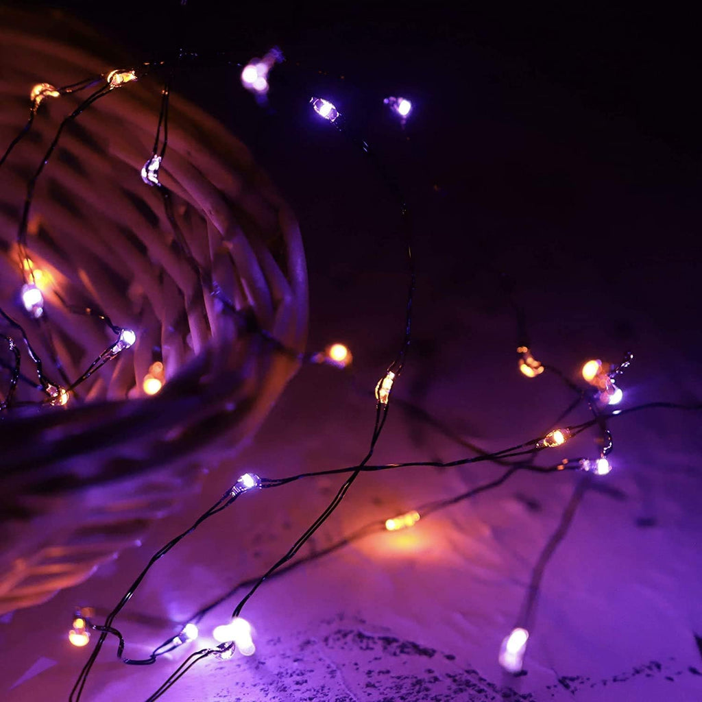 Orange Purple Halloween Lights Battery Operated 10ft 60LEDS Fall Fairy Lights with Remote & Timer for Fall Garland Halloween Thanksgiving Indoor Mini Home Gift Decor