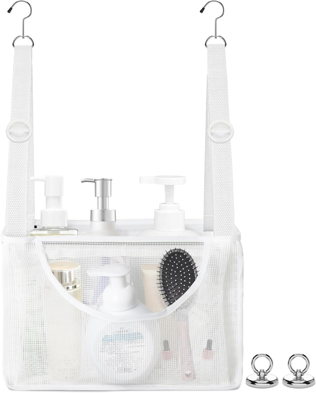 PVC Mesh Hanging Shower Caddy Organizer White, 12"x5"x7"