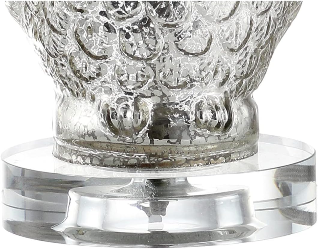 JONATHAN Y Night Owl 19" Glass Table Lamp Crystal Base, Silver/Ivory