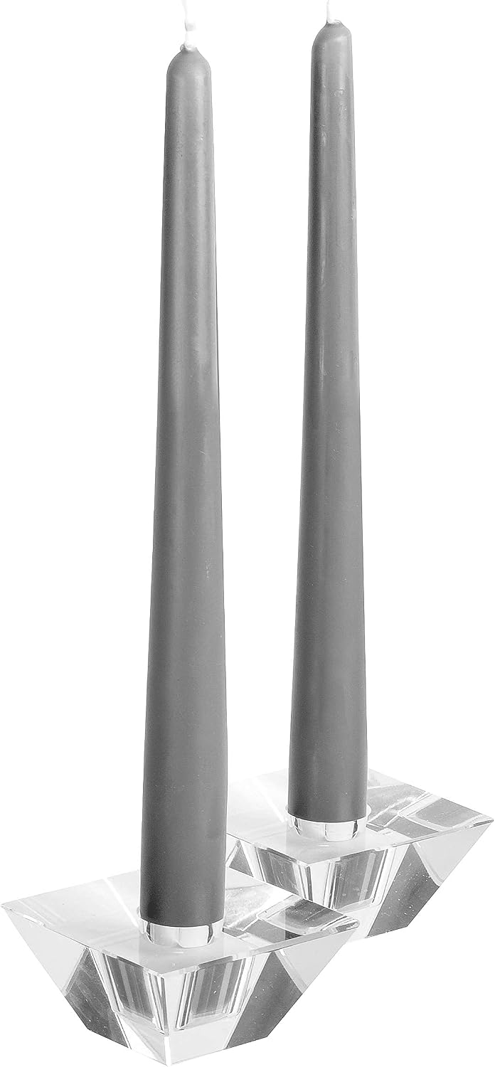 Hyoola Tall Taper Candles - 14 Inch Dark Grey Dripless, Unscented Dinner Candle - Paraffin Wax with Cotton Wicks - 12 Hour Burn Time (Pack of 12)