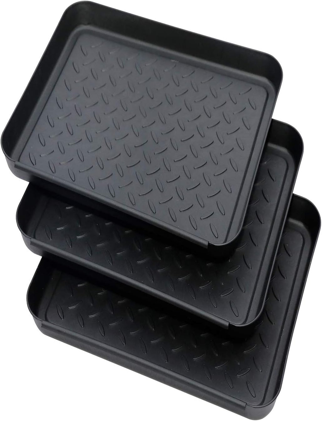 Boot Mat Tray for Entryway, 3 Pack Black 13.7"x10.8"x1.2" Boots Drying Pad