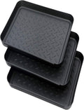 Boot Mat Tray for Entryway, 3 Pack Black 13.7"x10.8"x1.2" Boots Drying Pad