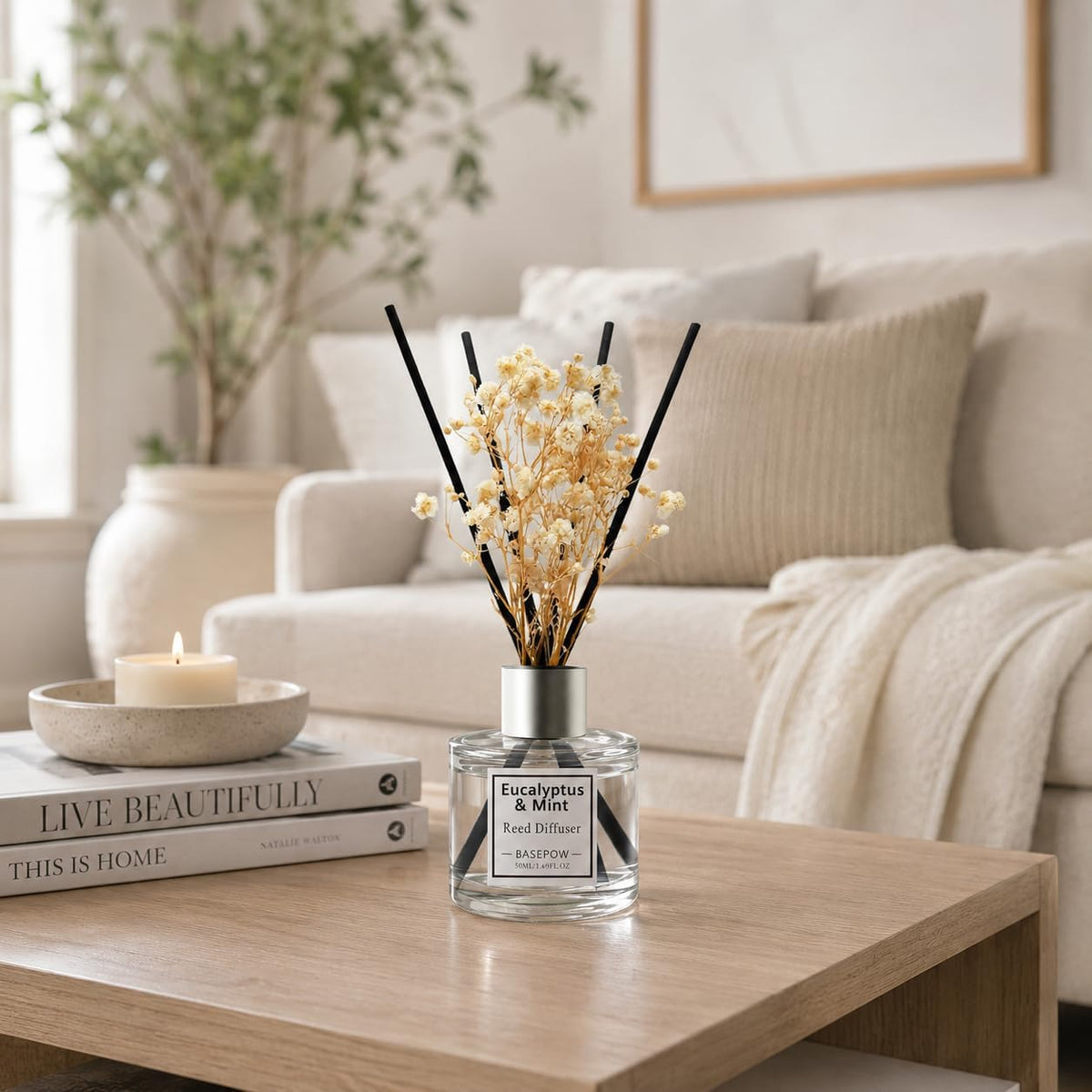 Reed Diffuser Set of 3 Pack,Clean Linen,Vanilla,Citrus Scented Oil Diffuser with 12 Sticks,Reed Diffuser for Home Living Room Office Bathroom Air Freshener,50ml x 3