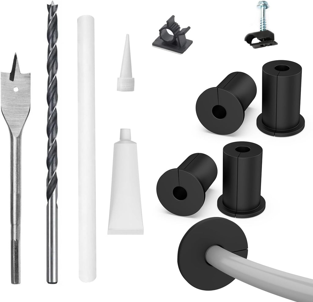 Starlink Cable Routing kit for 3/4inch Wall Hole,4PCS starlink Wall Grommets Accessories for Cables Pass Through mounting kit Including 3/4” Spade Drill bit,Wall Wires cilps and Cable Routing Tool