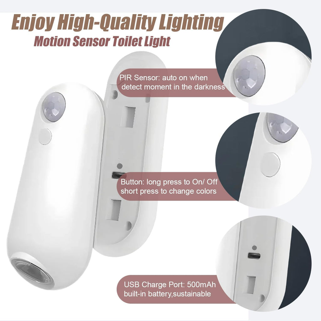 2 Pack Toilet Night Light Motion Sensor Activated, Rechargeable RGB Toilet Bowl Light, Birthday Gifts for Women Men 2026