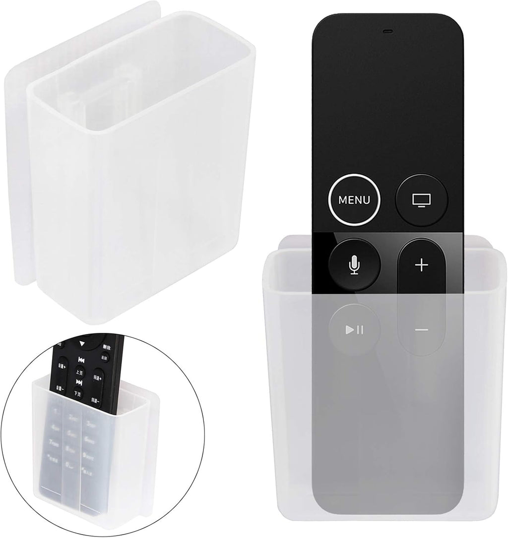 PINOWU [2 Pack] Universal Remote Control Holder 7x6x3cm, Wall Mount Media Organizer Self-Adhesive Storage Box, Office Supply Accessories