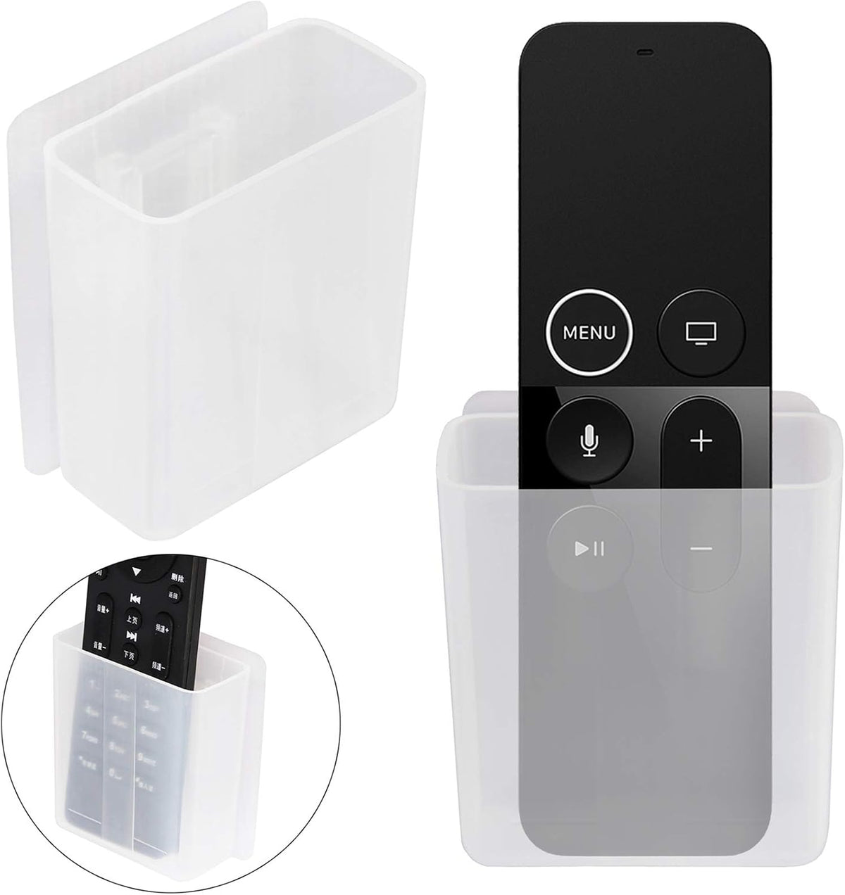 PINOWU [2 Pack] Universal Remote Control Holder 7x6x3cm, Wall Mount Media Organizer Self-Adhesive Storage Box, Office Supply Accessories