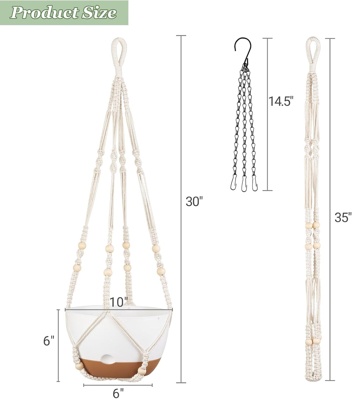 Mkono 3 Pack 10 Inch Hanging Planters for Indoor Plants with Self Watering