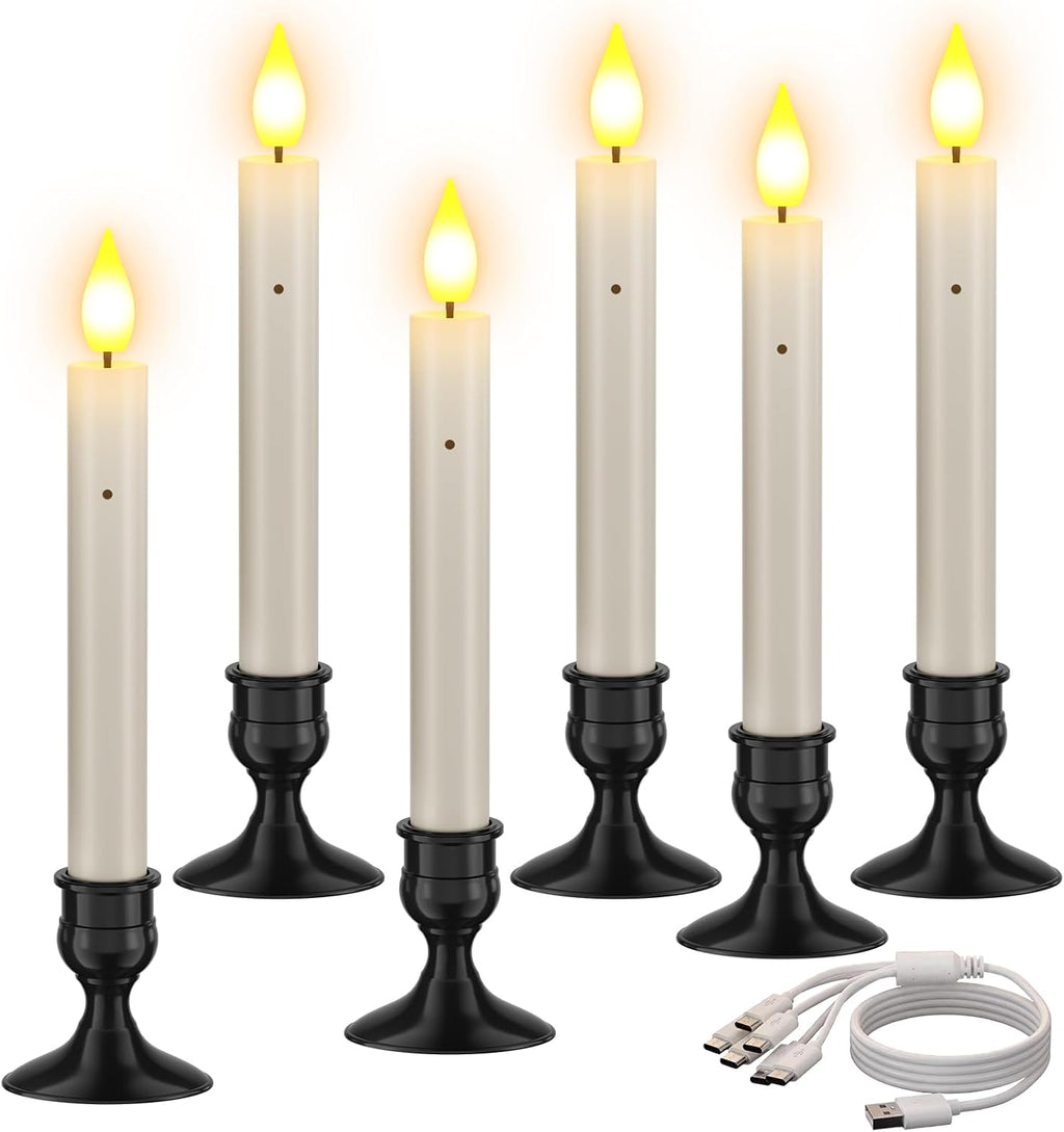 SoulBay USB Rechargeable Window Candles with Sensor Dusk to Dawn Tapers