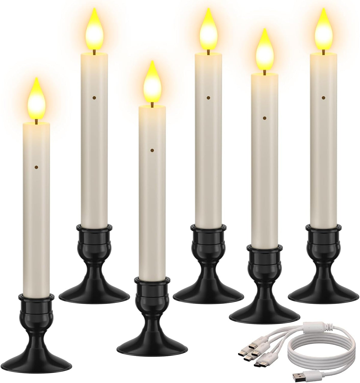 SoulBay USB Rechargeable Window Candles with Sensor Dusk to Dawn Tapers