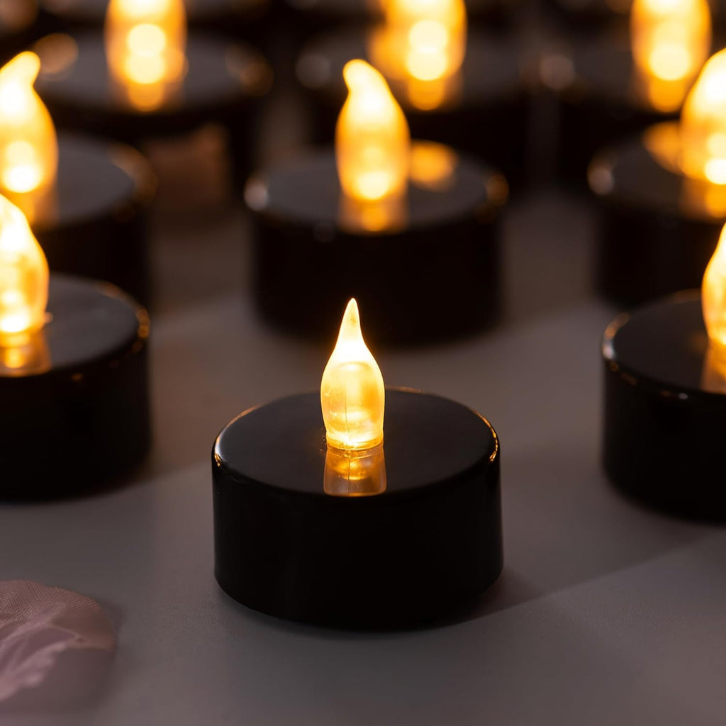 Flameless Tealight Candles, 40 Pack, Batteries Included, Black