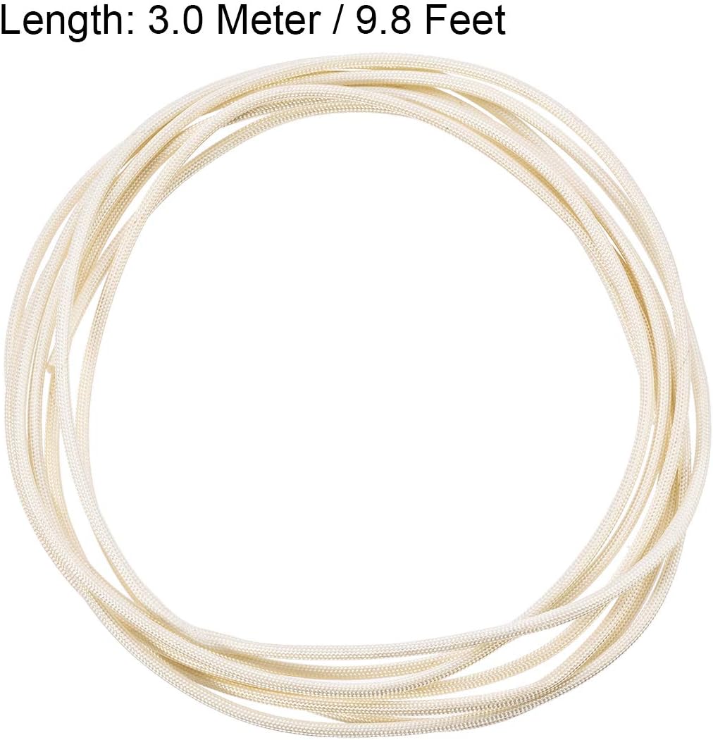 uxcell Insulation Braid Sleeving, 9.8Ft-2mm High Temp Fiberglass Sleeve White