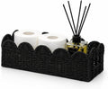 Black Scalloped Basket, Toilet Tank Tray, Back of Toilet